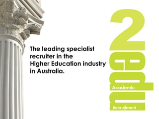 The leading specialist  recruiter in the  Higher Education industry  in Australia.   Academic Recruitment 