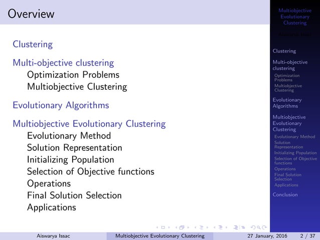 Multi-objective Evolutionary Clustering : A survey | PPT