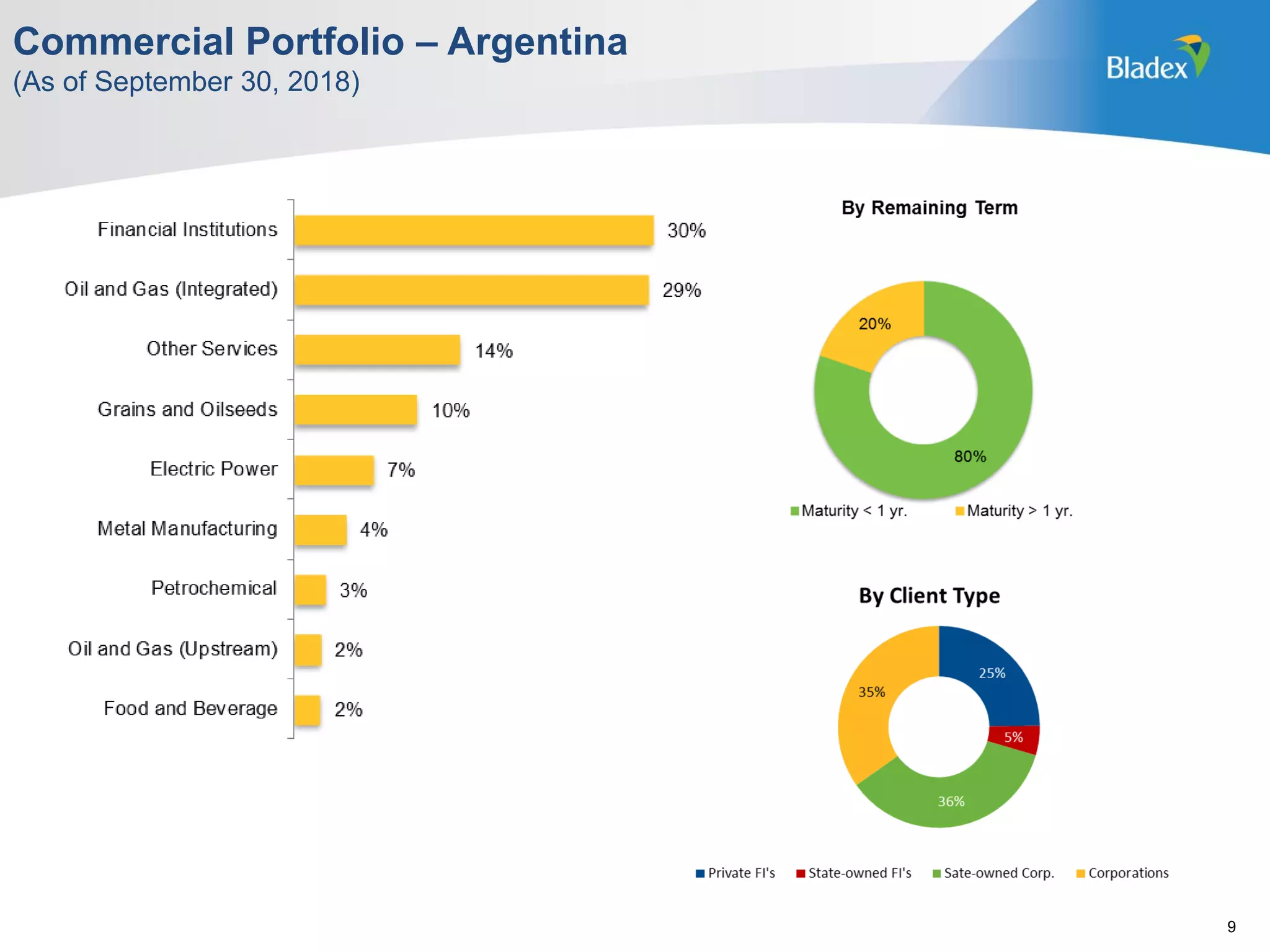 Commercial Portfolio – Argentina
(As of September 30, 2018)
9
 