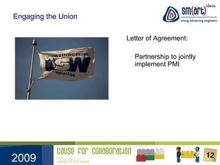 Engaging the Union Letter of Agreement:  Partnership to jointly implement PMI 