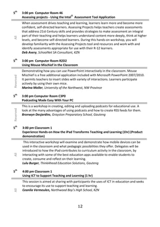 th
5          3:00 pm Computer Room 46
                                               ®
           Assessing projects - Us...