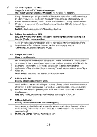 th
6                3:30 pm Computer Room R2D2
                 Options for Your Staff ICT Literacy Programme:
           ...