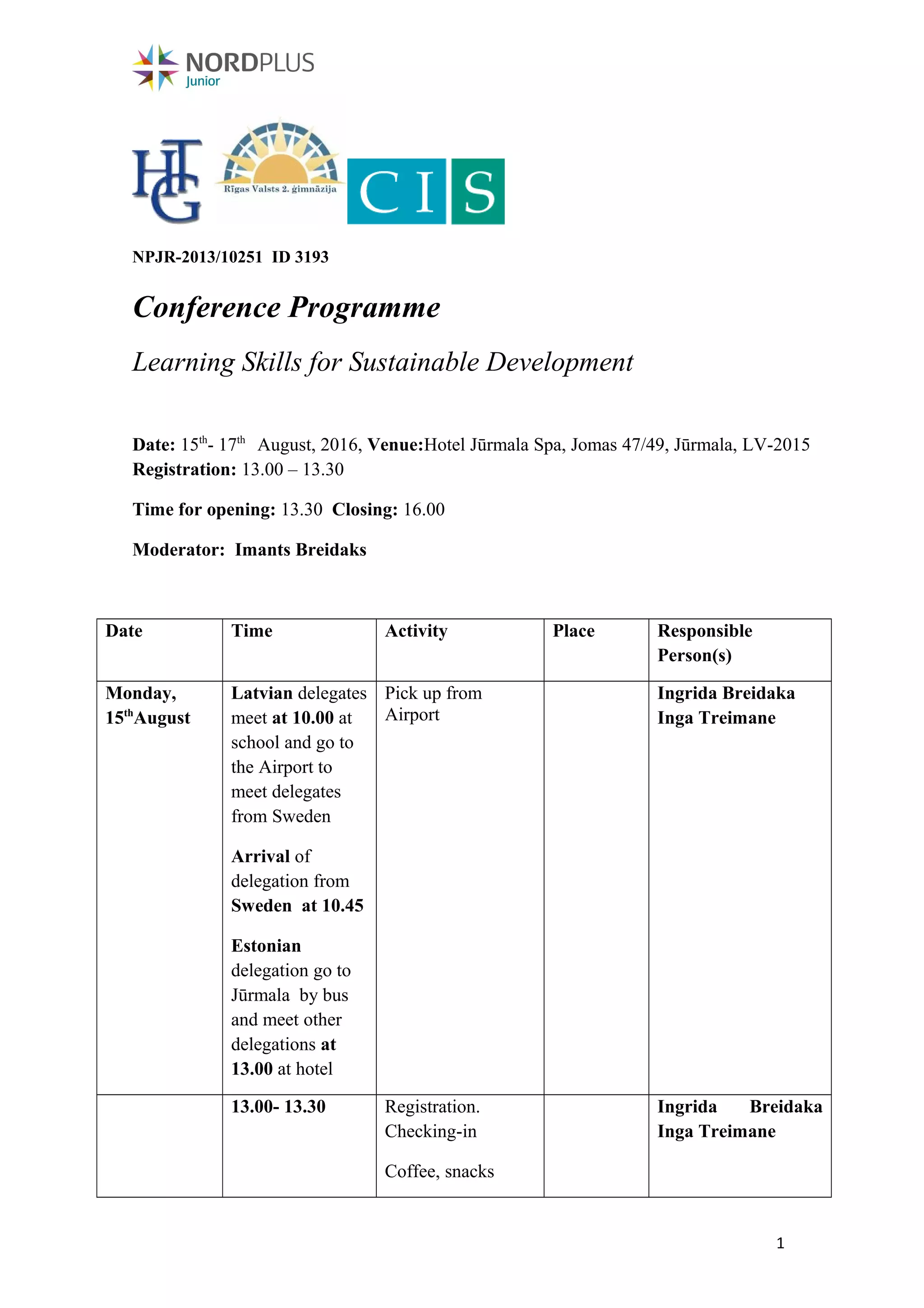 Conference programme | DOC