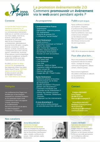 Conférences / Ateliers Inno Pegasi : Catalogue