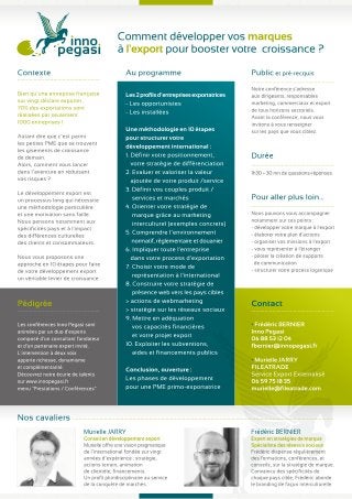 Conférences / Ateliers Inno Pegasi : Catalogue