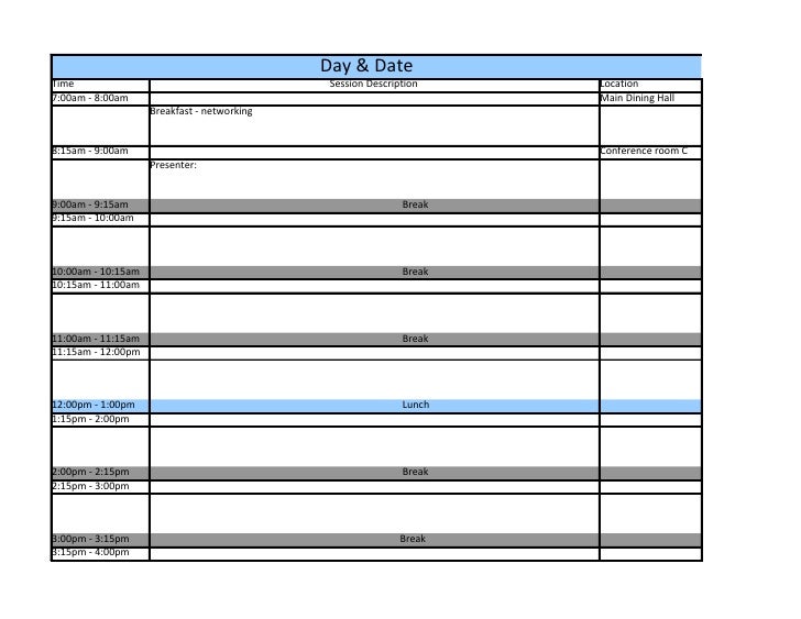 conference schedule template