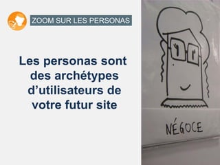 ZOOM SUR LES PERSONAS
Les personas sont
des archétypes
d’utilisateurs de
votre futur site
 