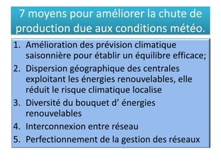 7 moyens pour améliorer la chute de
production due aux conditions météo.
 