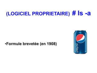 (LOGICIEL PROPRIETAIRE)      # ls -a



Formule brevetée (en 1908)
●
 