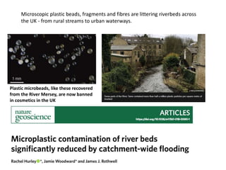 Microscopic plastic beads, fragments and fibres are littering riverbeds across
the UK - from rural streams to urban waterways.
Plastic microbeads, like these recovered
from the River Mersey, are now banned
in cosmetics in the UK
 