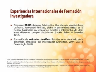 Experiencias Internacionales de Formación
Investigadora
▶ Programa BRAID (Bringing Relationships Alive through Interdiscip...