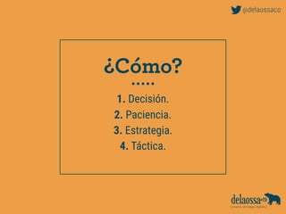 NO existe un mundo análogo y otro digital.
NO es un medio, es una plataforma.
Las cosas NO pasan solas.
NO es gratis.
Es cognitivo [con alto de intuición].
Es democrático, social y colaborativo.
Lo importante es el qué y no el cómo.
NO se tiene el control.
Los mitos
 