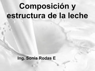 Composición y
estructura de la leche
Ing. Sonia Rodas E
 