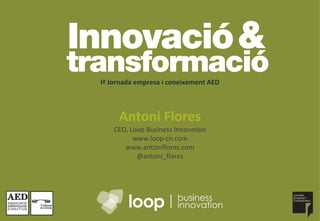 Iª Jornada empresa i coneixement AED Antoni Flores CEO, Loop Business Innovation www.loop-cn.com www.antoniflores.com @antoni_flores 