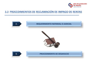 A.   REQUERIMIENTO NOTARIAL O JUDICIAL




B.      PROCEDIMIENTO DE DESAHUCIO
 