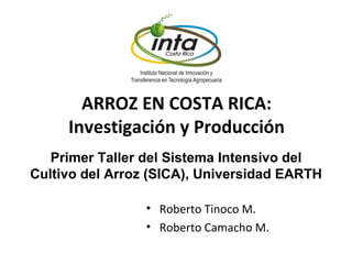 ARROZ EN COSTA RICA: Investigación y Producción ,[object Object],[object Object],Primer Taller del Sistema Intensivo del Cultivo del Arroz (SICA), Universidad EARTH 