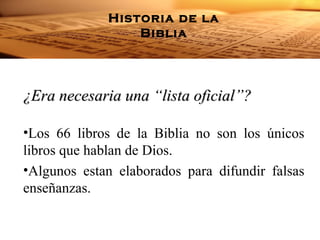 HISTORIA DE LA BIBLIA
