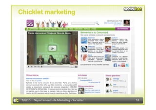Chicklet marketing




 7/6/10  Departamento de Marke3ng ‐ Socialtec    53 
 