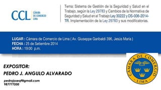 EXPOSITOR:
PEDRO J. ANGULO ALVARADO
pedrojoseqf@gmail.com
987777200
 