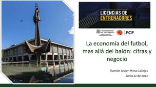 La economía del futbol,
mas allá del balón: cifras y
negocio
Ramón Javier Mesa Callejas
Junio 22 de 2022
 