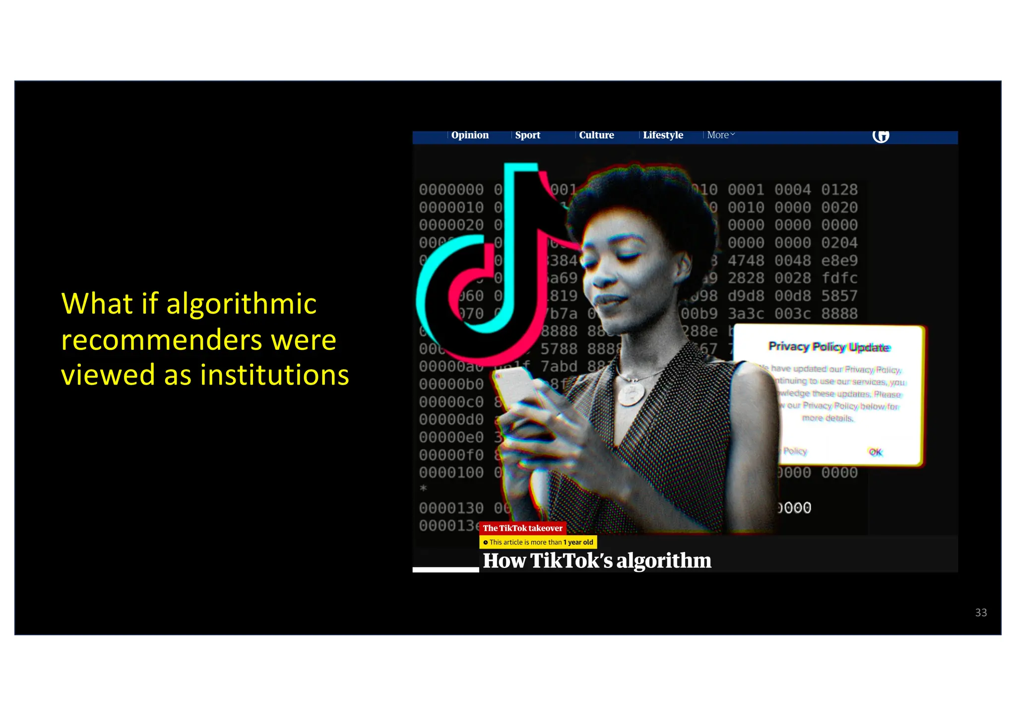 What if algorithmic
recommenders were
viewed as institutions?
33
Virgilio Almeida
 