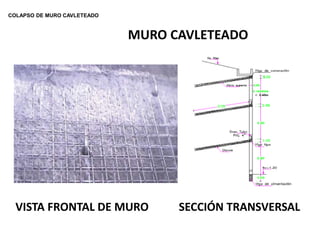 COLAPSO DE MURO CAVLETEADO 
SECCIÓN TRANSVERSAL 
VISTA FRONTAL DE MURO 
MURO CAVLETEADO  