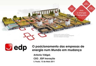 O posicionamento das empresas de energia num Mundoemmudança Antonio Vidigal,  CEO , EDP Inovação S. Paulo, 13 de Maio 2011 