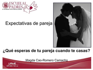Expectativas de pareja
Magda Cao-Romero Camacho
¿Qué esperas de tu pareja cuando te casas?
 