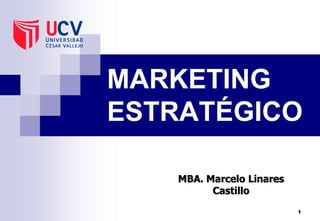 MARKETING
ESTRATÉGICO
1
MBA. Marcelo Linares
Castillo
 