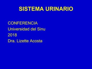 SISTEMA URINARIO
CONFERENCIA
Universidad del Sinu
2018
Dra. Lizette Acosta
 