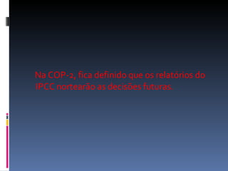 Na COP-2, fica definido que os relatórios do IPCC nortearão as decisões futuras. 