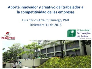 Aporte innovador y creativo del trabajador a
la competitividad de las empresas
Luis Carlos Arraut Camargo, PhD
Diciembre 11 de 2013

 