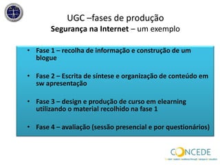 Dos UGC aos open educationalresources (OER’s)Milhares de trabalhosacadémicossãoperdidostodososanosreusabilidadeRepositório UGCRepositório de OER