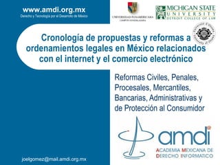 Cronología de propuestas y reformas a ordenamientos legales en México relacionados con el internet y el comercio electróni...