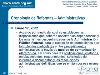 Cronología de Reformas – Administrativas <ul><li>Enero 17, 2002 </li></ul><ul><ul><li>Acuerdo por medio del cual se establ...