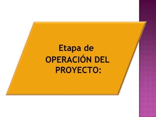 Etapa de OPERACIÓN DEL PROYECTO: 