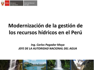 Modernización de la gestión de los recursos hídricos en el Perú Ing. Carlos Pagador Moya JEFE DE LA AUTORIDAD NACIONAL DEL AGUA 