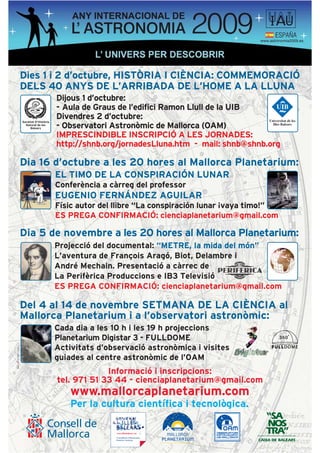 Conferencias Planetario de Mallorca. Octubre/Noviembre de 2009