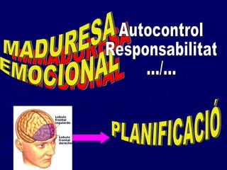 IMMADURESA EMOCIONAL MADURESA EMOCIONAL Autocontrol Responsabilitat .../... PLANIFICACIÓ 