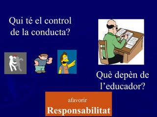 Qui té el control de la conducta? Què depèn de l’educador? afavorir   Responsabilitat 