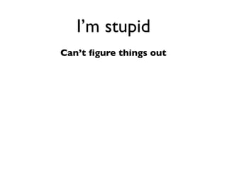 Daniel Greenfeld
                                                                      @pydanny




                 I’m stupid
# This sample gleefully taken from
# https://gist.github.com/973705
                                          ‘Smart way’
import urllib2
                                               aka
gh_url = 'https://api.github.com'
gh_user= 'user'
gh_pass = 'pass'
                                            hard way
req = urllib2.Request(gh_url)

password_manager = urllib2.HTTPPasswordMgrWithDefaultRealm()
password_manager.add_password(None, gh_url, gh_user, gh_pass)

auth_manager = urllib2.HTTPBasicAuthHandler(password_manager)
opener = urllib2.build_opener(auth_manager)

urllib2.install_opener(opener)

handler = urllib2.urlopen(req)

print handler.getcode()
print handler.headers.getheader('content-type')

# ------
# 200
# 'application/json'
 