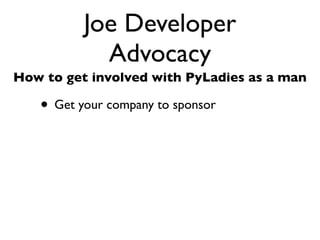 Daniel Greenfeld
                                                           @pydanny




                   I’m Lazy
Don’t wanna debug code when I had it working before

     • Manually testing code by watching it run is
        hard...
     • ...and boring...
     • ...and hence is error prone.
     • Meaning you have to do more work.
 