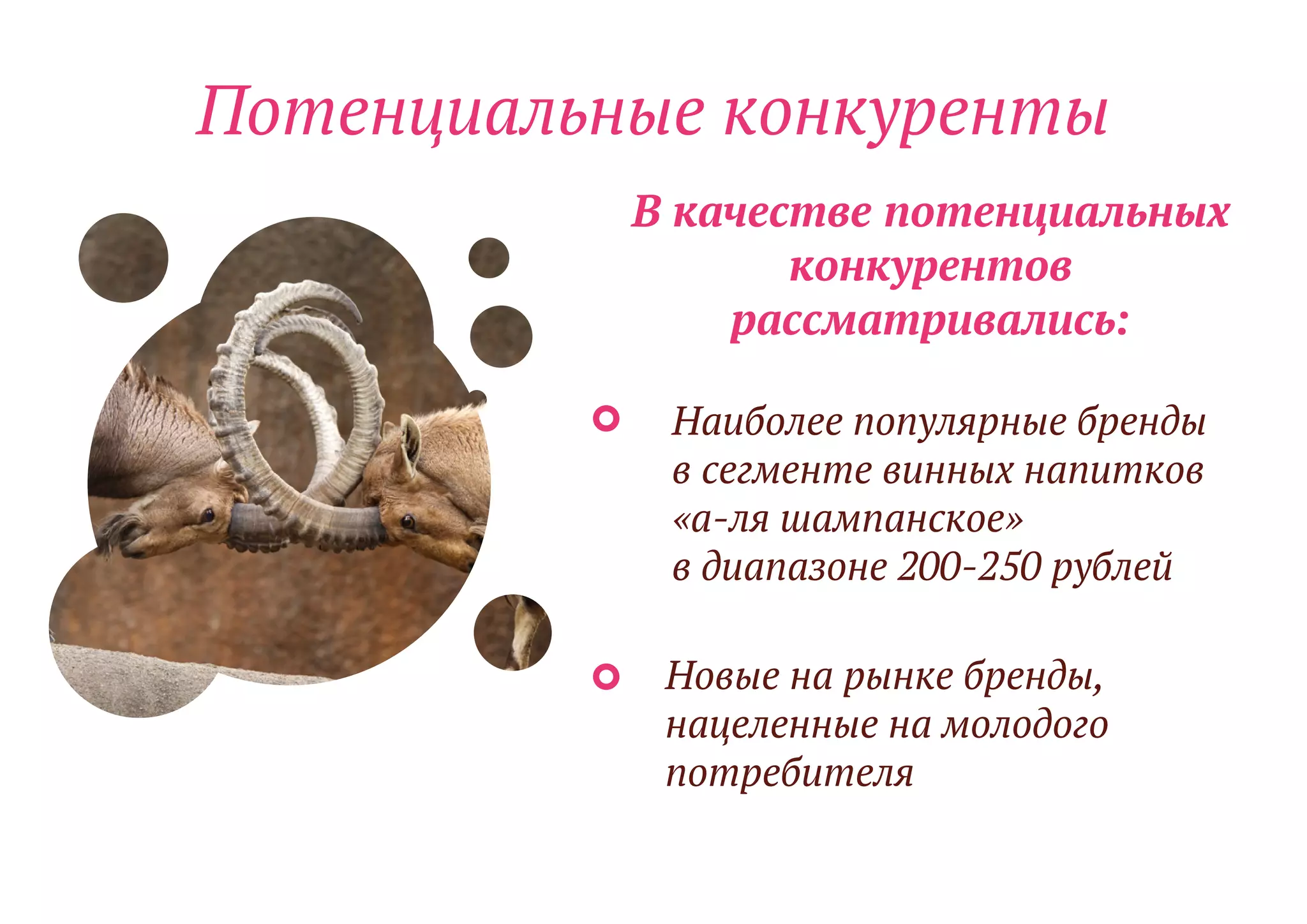Наиболее популярные бренды
в сегменте винных напитков
«а-ля шампанское»
в диапазоне 200-250 рублей
Новые на рынке бренды,
нацеленные на молодого
потребителя
В качестве потенциальных
конкурентов
рассматривались:
Потенциальные конкуренты
 