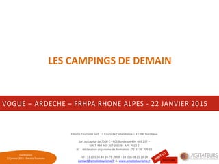 Conférence pour la fédération de l'Hôtellerie de Plein Air de Rhône-Alpes