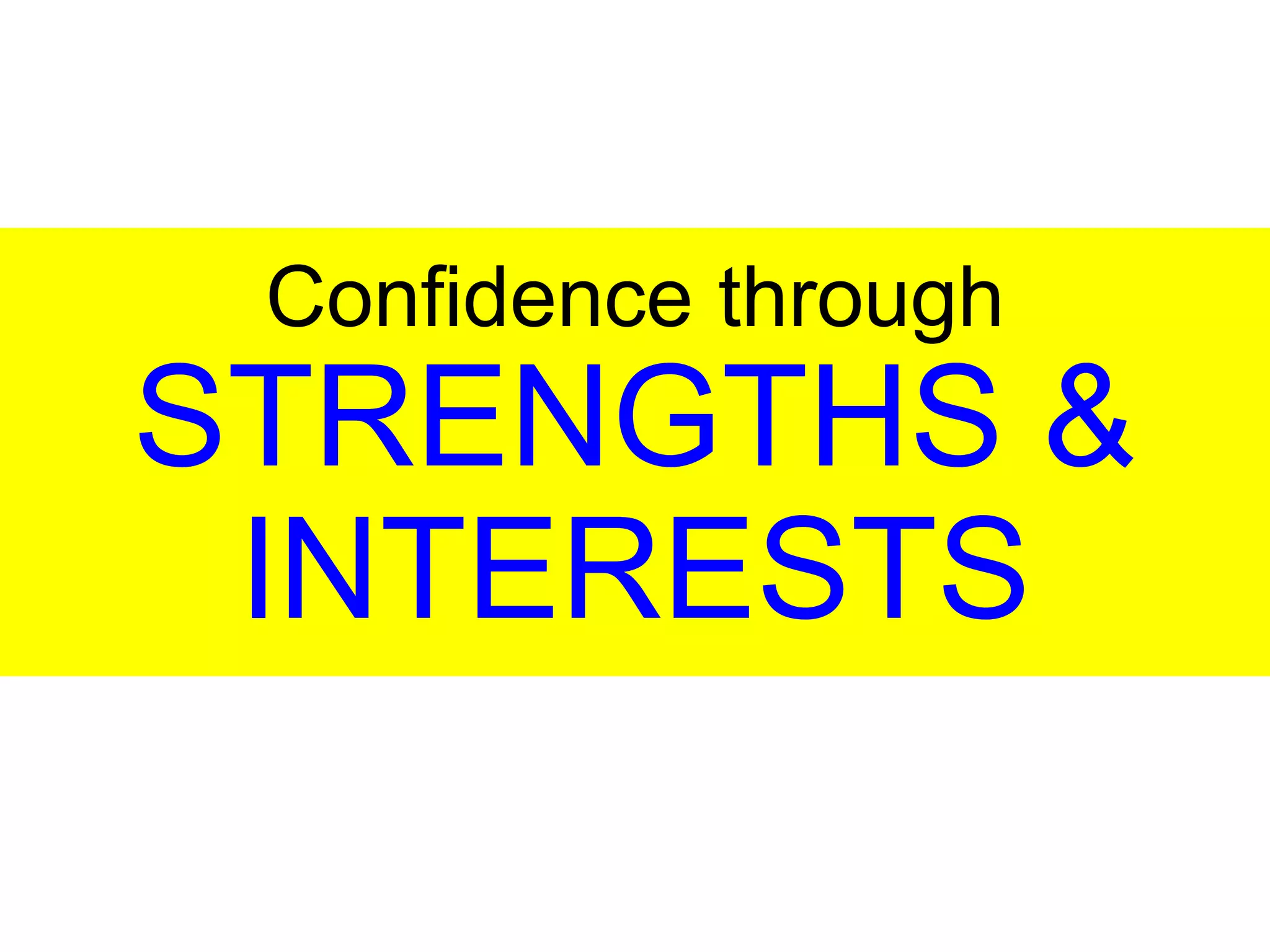 Confidence through
STRENGTHS &
INTERESTS
 