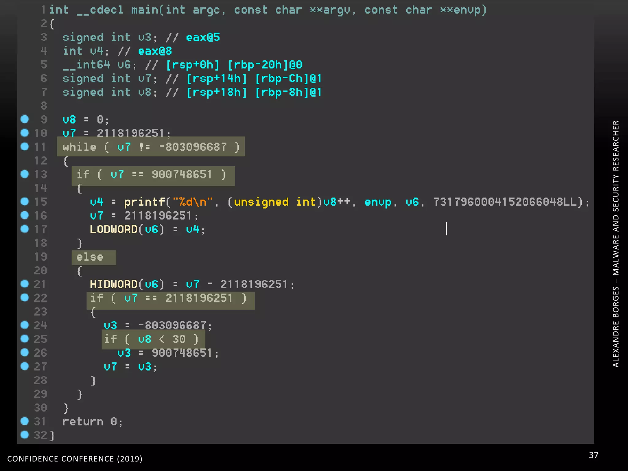 CONFIDENCE CONFERENCE (2019) 37
ALEXANDREBORGES–MALWAREANDSECURITYRESEARCHER
 