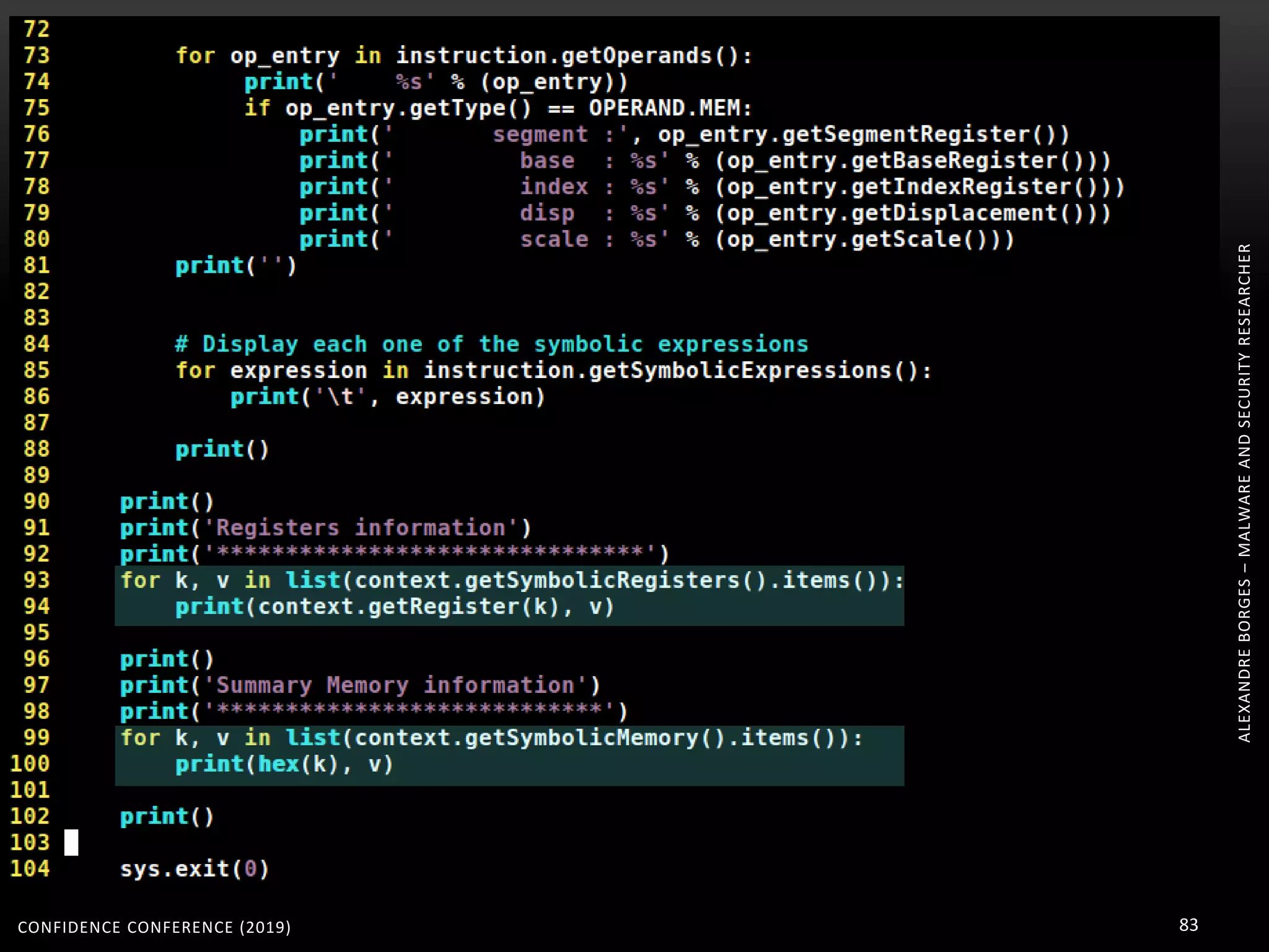 ALEXANDREBORGES–MALWAREANDSECURITYRESEARCHER
CONFIDENCE CONFERENCE (2019) 83
 