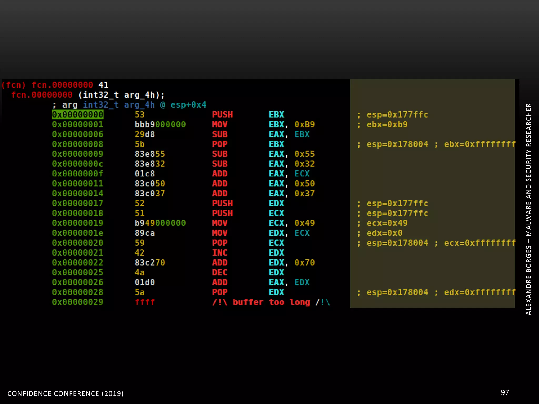 ALEXANDREBORGES–MALWAREANDSECURITYRESEARCHER
CONFIDENCE CONFERENCE (2019) 97
 