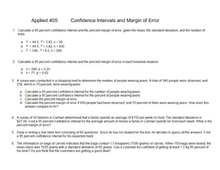 Confidence interval and margin of error asmt