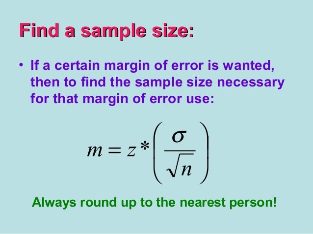 confidence intervals how to find a sample size